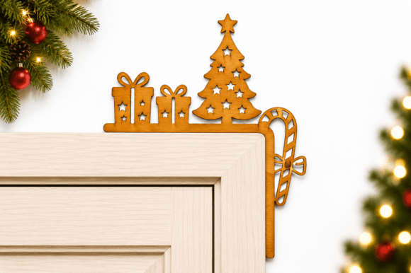 Christmas Door Corner SVG for Wall Decor