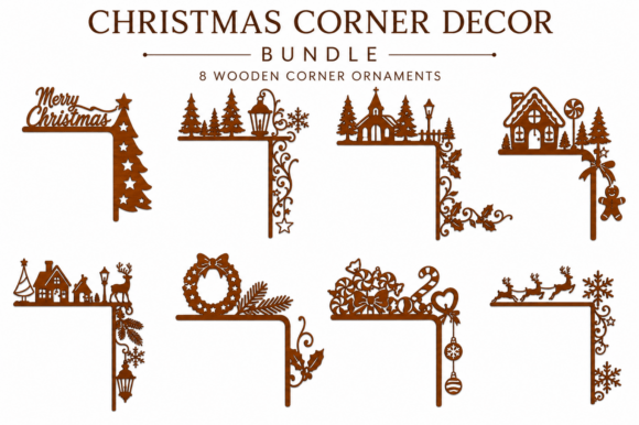 Christmas Door Corner SVG Laser Cut Set for Winter Amp