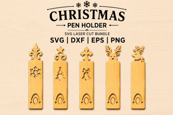 Christmas Pen Holder SVG Bundle: Winter Amp