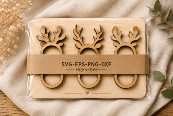 Christmas Reindeer Napkin Ring SVG for Winter Amp