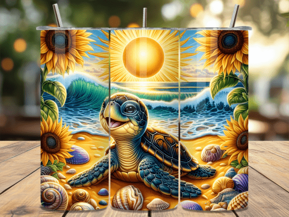 Flower Summer Beach Turtle Tumbler Wraps Review