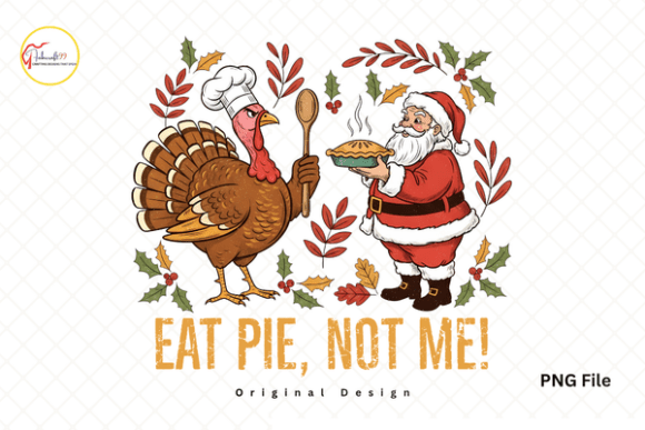 Funny Thanksgiving Santa Turkey PNG for T-Shirt Designs