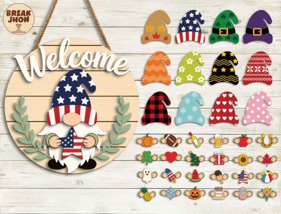 Interchangeable Welcome Gnome SVG for Home Decor