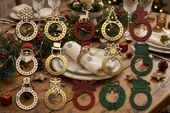 Laser Cut Christmas Napkin Ring SVG Bund: Winter Amp